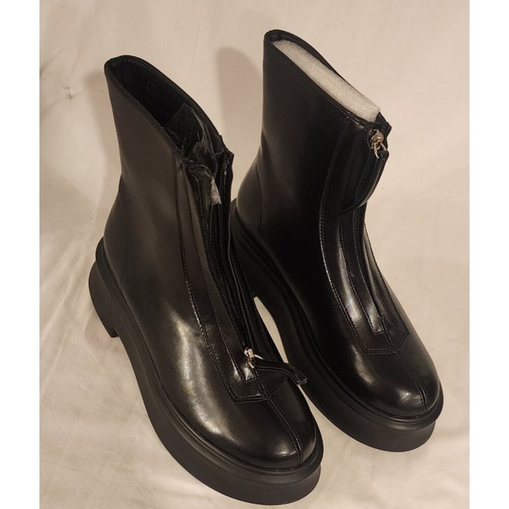 Coutgo Women’s Platform Ankle Boots Black Size 10 – New in Box